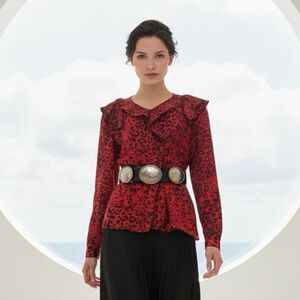 Dkny Silver and Black Leather Women's Belt